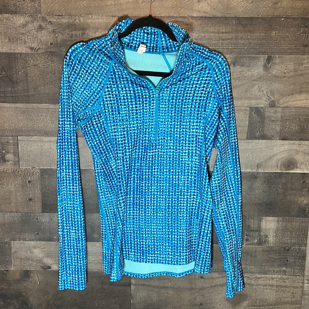 Blue Under Armour Cold Gear Long Sleeve Zipped V-Neck Pullover Shirt